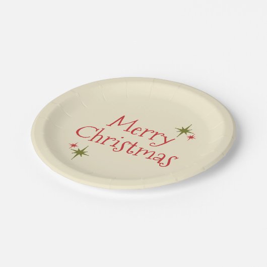 Middeleeuws Modern Minimal 50s 60s Vrolijk kerstfe Papieren Bordje (Gekanteld)