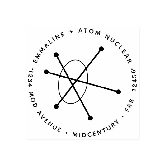 Middeleeuws modern minimalistisch atoomatoom rubberstempel (Afrduk)