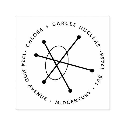 Middeleeuws modern minimalistisch atoomatoom  zelfinktende stempel (Design)