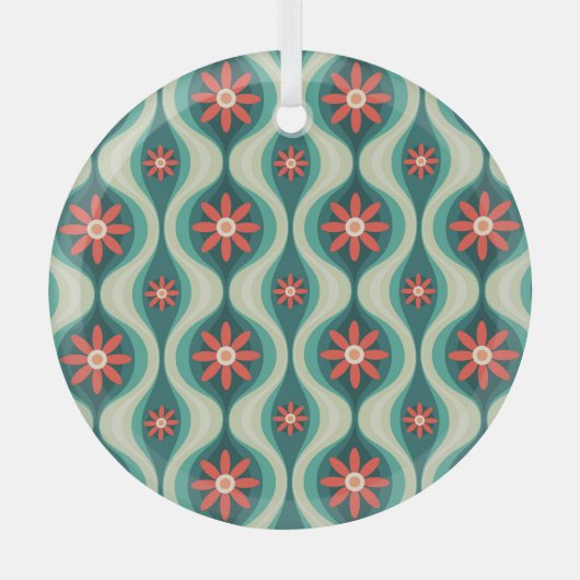 Middeleeuws modern: Oranje bloemen Abstract Glas Ornament (Voorkant)