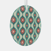 Middeleeuws modern: Oranje bloemen Abstract Glas Ornament (Voorkant Rechts)