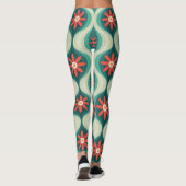 Middeleeuws modern: Oranje bloemen Abstract Leggings (Achterkant)