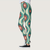 Middeleeuws modern: Oranje bloemen Abstract Leggings (Links)