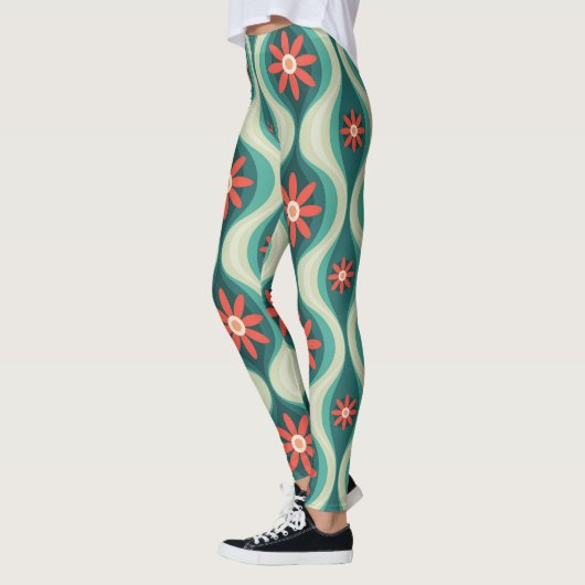 Middeleeuws modern: Oranje bloemen Abstract Leggings (Links)