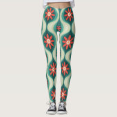 Middeleeuws modern: Oranje bloemen Abstract Leggings (Voorkant)