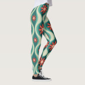 Middeleeuws modern: Oranje bloemen Abstract Leggings (Rechts)