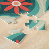 Middeleeuws modern: Oranje bloemen Abstract Legpuzzel (Zijkant)
