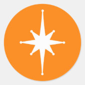 Middeleeuws Modern Retro Atomic Star Sinaasappel Ronde Sticker (Voorkant)