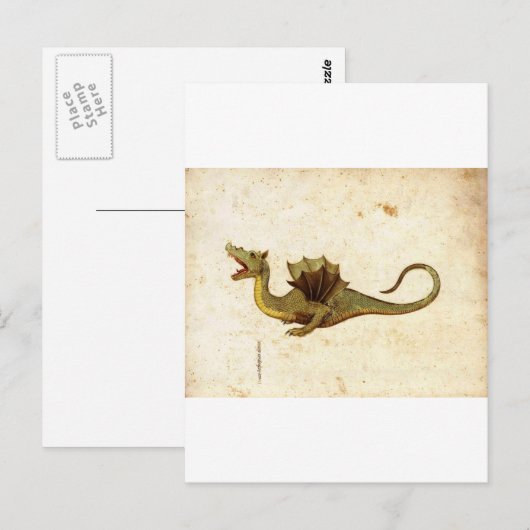  middeleeuws ontwerp van de draak briefkaart (Voorkant / Achterkant)