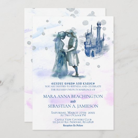 *~* Middeleeuws Paar Verliefd Kasteel Bruiloft Kaart (Voorkant / Achterkant)