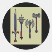 Middeleeuws retro  zwaard ronde sticker (Voorkant)