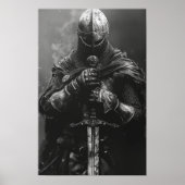 Middeleeuws Ridder Holding Sword Poster (Voorkant)