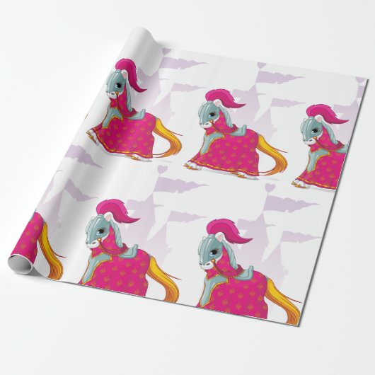 Middeleeuws Ridder Paard in Armour Fantasy Cadeaupapier (Uitgerold)