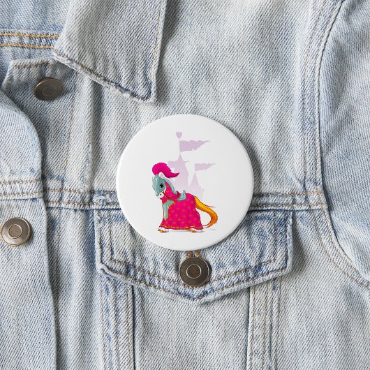 Middeleeuws Ridder Paard in Armour Fantasy Ronde Button 7,6 Cm