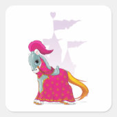 Middeleeuws Ridder Paard in Armour Fantasy Vierkante Sticker (Voorkant)