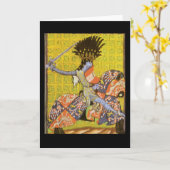 Middeleeuws Ridder Wenskaart Kaart (Gele Bloem)
