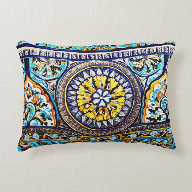 Middeleeuws Romeins Italiaans Spaans Majolica Flor Accent Kussen (Voorkant)