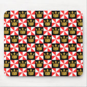 Middeleeuws rood wit zwart faux goud kroon patroon muismat (Voorkant)