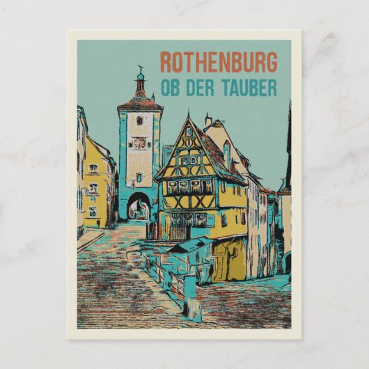 Middeleeuws Rothenburg ob der Tauber, Beieren Briefkaart (Voorkant)