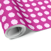 Middeleeuws  roze bloemmotief cadeaupapier (Rol Hoek)