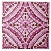 Middeleeuws roze mozaïeken met de hand geschilderd tegeltje (Voorkant)