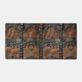 Middeleeuws rustiek leer en ijzeren printerbalie M Bureaumat (Voorkant)