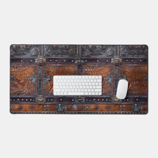 Middeleeuws rustiek leer en ijzeren printerbalie M Bureaumat (Keyboard & Muis)