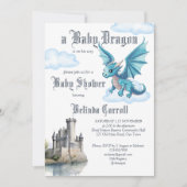 Middeleeuws schattig baby dragon baby shower kaart (Voorkant)