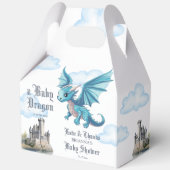 Middeleeuws schattig blauw draak baby shower aange bedankdoosjes (Voorkant)