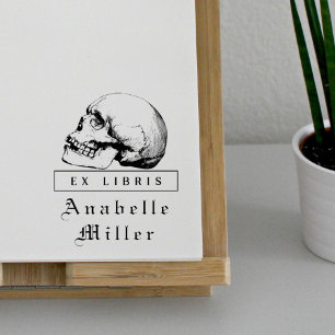 Middeleeuws script Gotische schedel Classy Ex Libr Rubberstempel