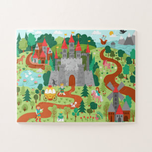 Middeleeuws Sprookjes Koninkrijk Fantasie Kasteel  Legpuzzel