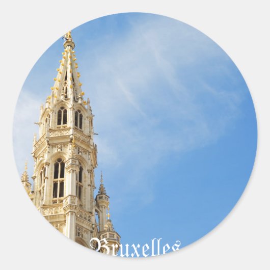 middeleeuws stadhuis in Brussel Ronde Sticker (Voorkant)