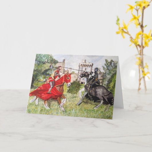 Middeleeuws steekspel tegen een kasteel Blank Kaart (Gele Bloem)