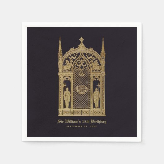 Middeleeuws thema Verjaardag Gothic Knight Black G Servet (Voorkant)