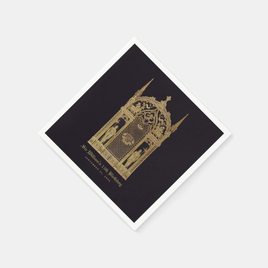 Middeleeuws thema Verjaardag Gothic Knight Black G Servet (Hoek)