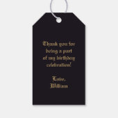 Middeleeuws thema Verjaardag Zwart Goud Gotische R Cadeaulabel (Achterkant)