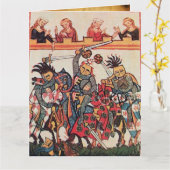 MIDDELEEUWS TOERNOOI, STRIJDENDE RIDDERS EN JONKVR KAART (Gele Bloem)