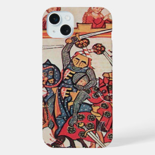 MIDDELEEUWS TOERNOOI, VECHTENDE RIDDERS EN JONKVRO iPhone 15 PLUS CASE