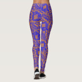 Middeleeuws Uniek Bloemen Ornament Kobalt Blauw Si Leggings (Achterkant)