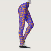 Middeleeuws Uniek Bloemen Ornament Kobalt Blauw Si Leggings (Rechts)