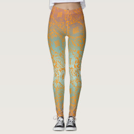 Middeleeuws Uniek Floral Ornament Multicolor Leggings