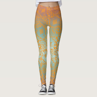 Middeleeuws Uniek Floral Ornament Multicolor Leggings