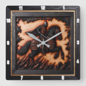 Middeleeuws uurwerk: rustieke persoonlijke kunst vierkante klok (Voorkant)