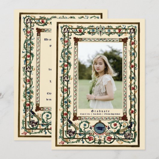  "middeleeuws" verlicht Afstuderen Kaart (Voorkant / Achterkant)