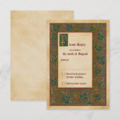 Middeleeuws Verlicht Manuscript Bruiloft RSVP antw (Voorkant / Achterkant)