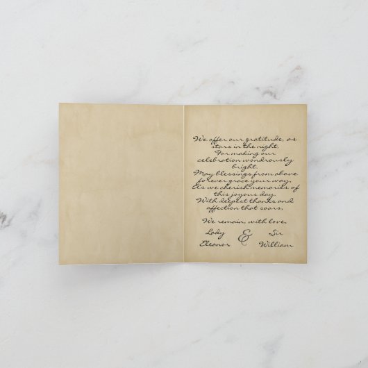 Middeleeuws verouderd Scroll Wax Seal Bruiloft Dan Bedankkaart (Binnen)