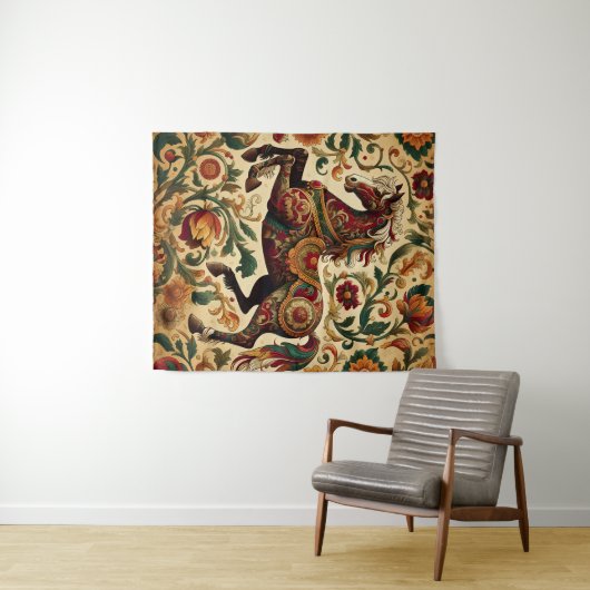 Middeleeuws wandtapijt stijl paard wandkleed (In Situ (horizontaal))