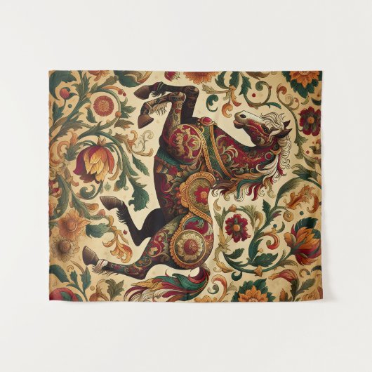 Middeleeuws wandtapijt stijl paard wandkleed (Voorkant (horizontaal))