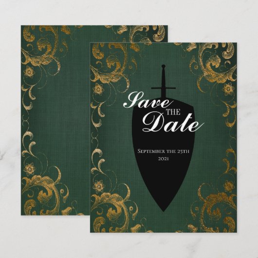 Middeleeuws Zwaard Elegant Tafelblad Speler Save t Kaart (Voorkant / Achterkant)