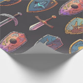 Middeleeuws zwaard en schild inpakpapier (Hoek)